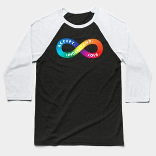 Rainbow Infinity Symbol For Neurodiversity Baseball T-Shirt